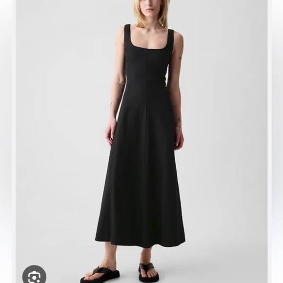 NWT Gap linen blend midi Sleeveless Tank Dress new black - Picture 1 of 9